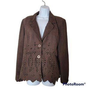 Preston & York Women's Faux Suede Brown lined Jacket Size 18